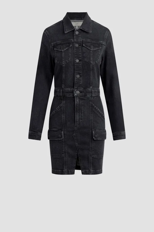 Dresses and Jumpsuits Women Hudson Jeans Long Sleeve Reconstructed Dress Black Ink Dresses and Jumpsuits Women Hudson Jeans Long Sleeve Reconstructed Dress Black Ink
