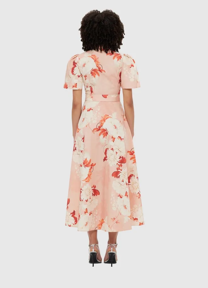 Dresses and Jumpsuits Women LEO LIN Bianca Short Sleeve Midi Dress 8211 Peony Print