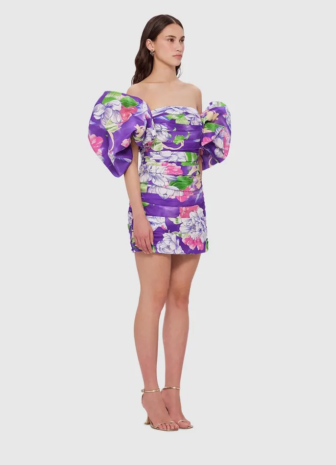 Dresses and Jumpsuits Women LEO LIN Brenda Puffy Sleeve Mini Dress 8211 Swallow Print In Serenity