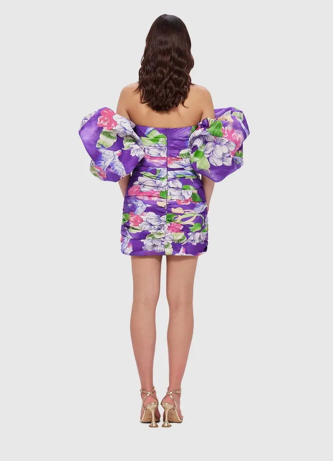 Dresses and Jumpsuits Women LEO LIN Brenda Puffy Sleeve Mini Dress 8211 Swallow Print In Serenity