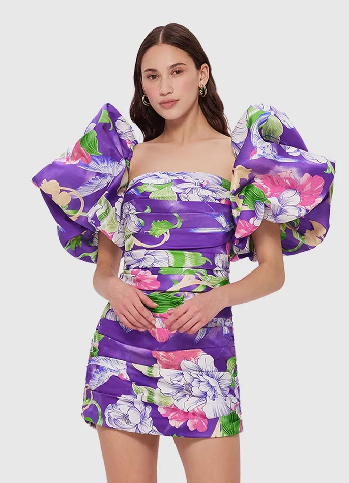 Dresses and Jumpsuits Women LEO LIN Brenda Puffy Sleeve Mini Dress 8211 Swallow Print In Serenity