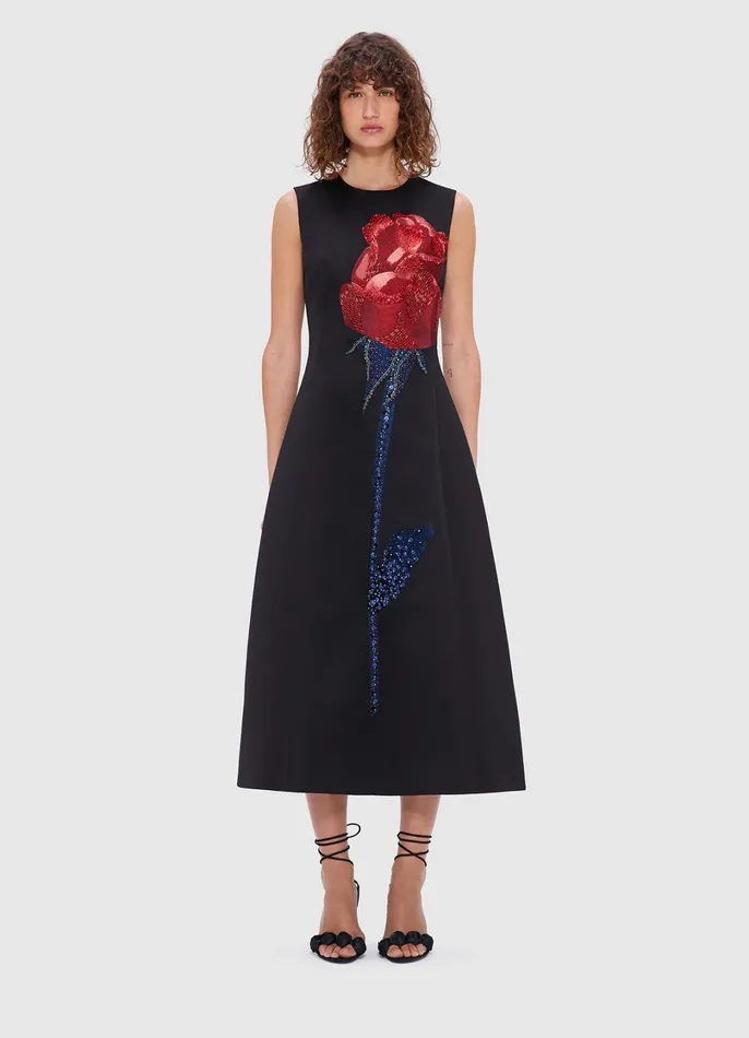 Dresses and Jumpsuits Women LEO LIN Cleo Embellished Sleeveless Midi Dress 8211 Rose Print