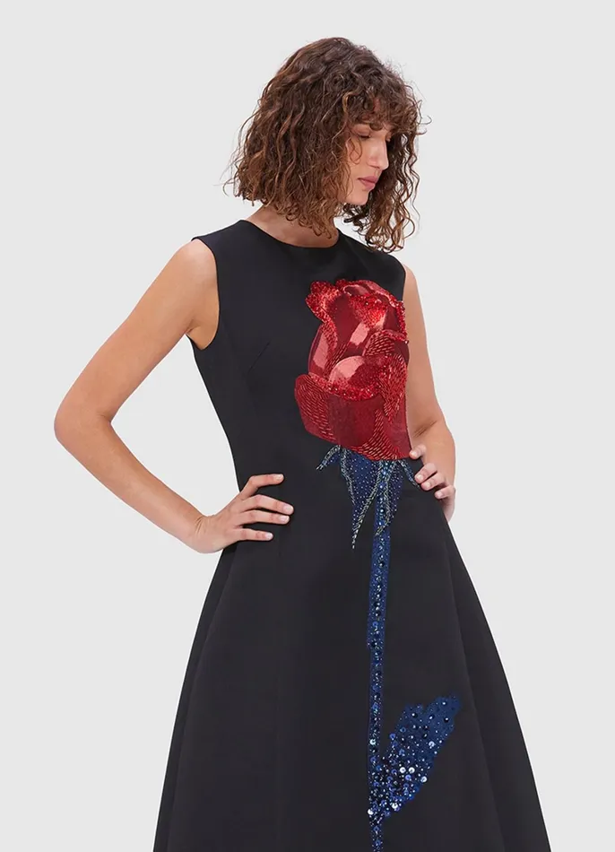 Dresses and Jumpsuits Women LEO LIN Cleo Embellished Sleeveless Midi Dress 8211 Rose Print