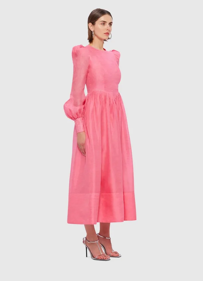 Dresses and Jumpsuits Women LEO LIN Jordana Structured Shoulder Midi Dress 8211 Watermelon