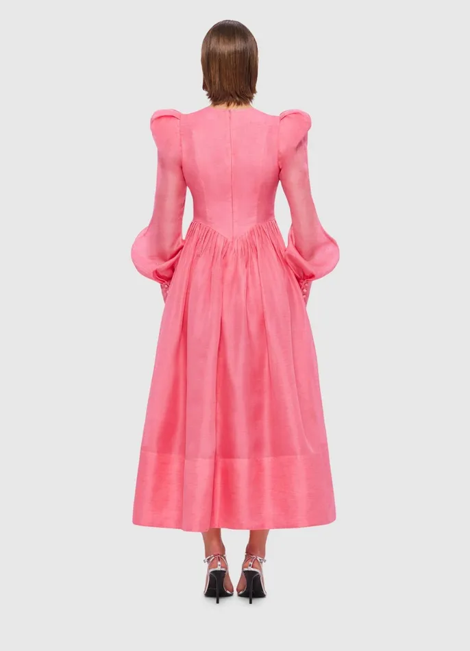 Dresses and Jumpsuits Women LEO LIN Jordana Structured Shoulder Midi Dress 8211 Watermelon