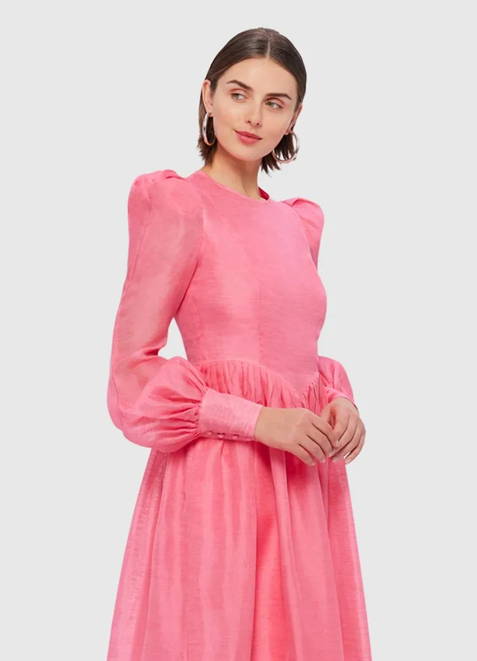Dresses and Jumpsuits Women LEO LIN Jordana Structured Shoulder Midi Dress 8211 Watermelon