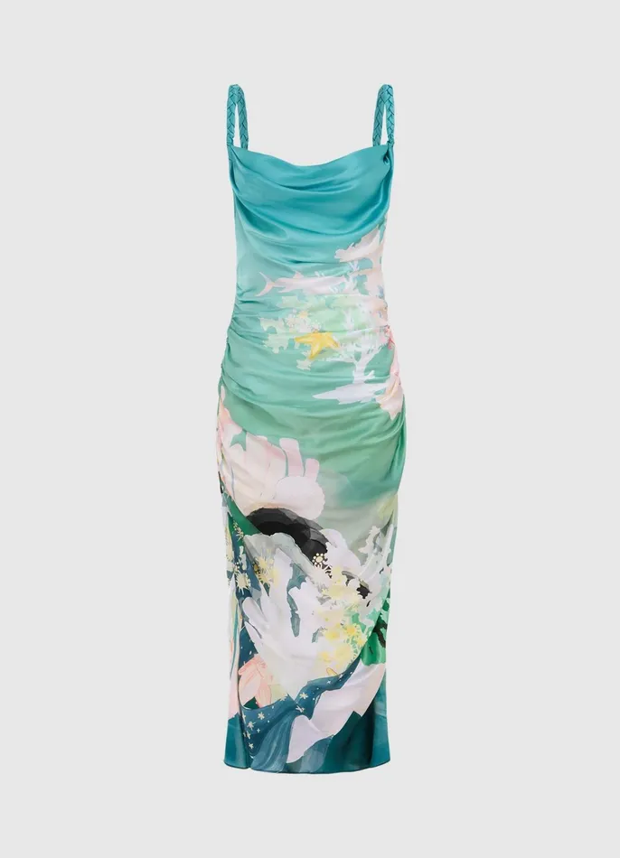 Dresses and Jumpsuits Women LEO LIN Rachel Cowl Neck Slip Dress 8211 Neptune Print In Seagrass Dresses and Jumpsuits Women LEO LIN Rachel Cowl Neck Slip Dress 8211 Neptune Print In Seagrass