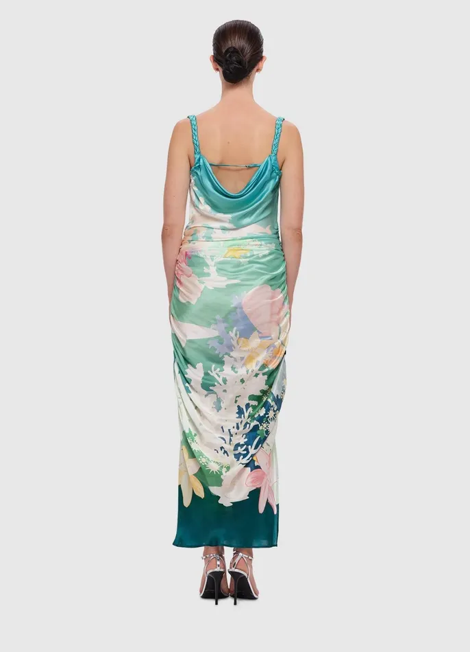 Dresses and Jumpsuits Women LEO LIN Rachel Cowl Neck Slip Dress 8211 Neptune Print In Seagrass