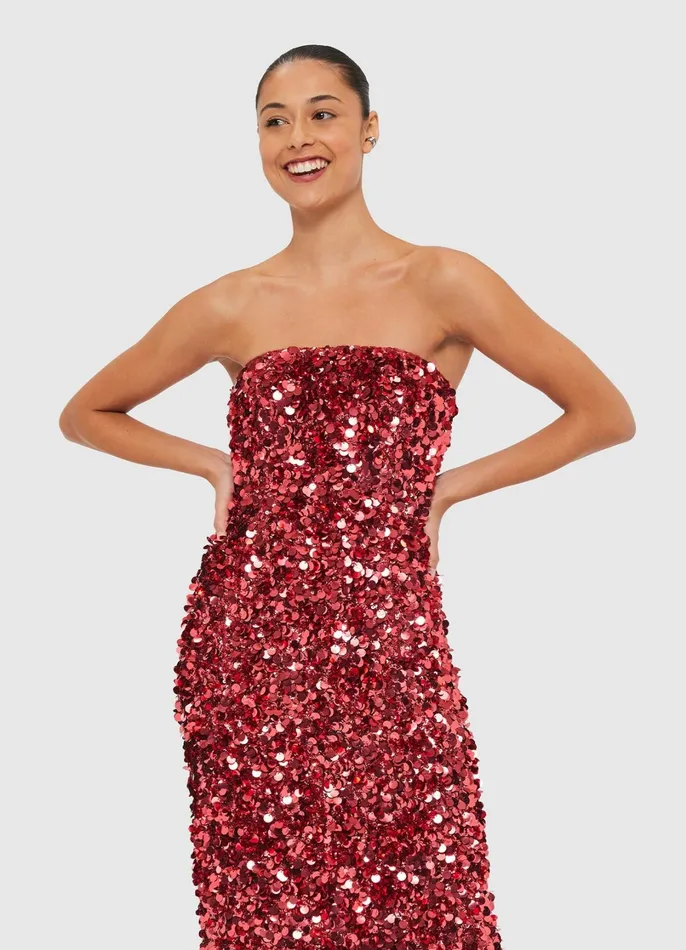 Dresses and Jumpsuits Women LEO LIN Rayna Sequin Bustier Maxi Dress 8211 Mulberry