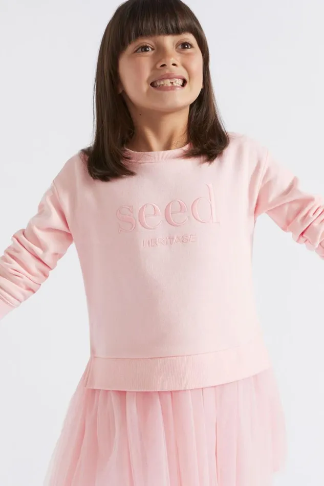 Dresses Girl Seed Heritage Core Tutu Logo Dress Dusty Rose