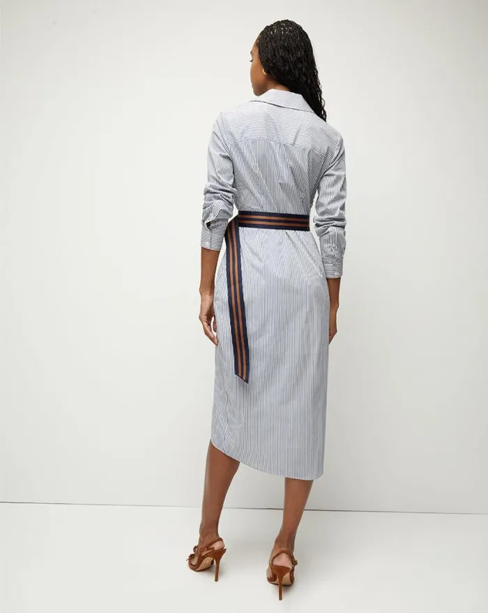 Dresses Shop Veronica Beard Jacinda Striped Poplin Dress Blueoff White