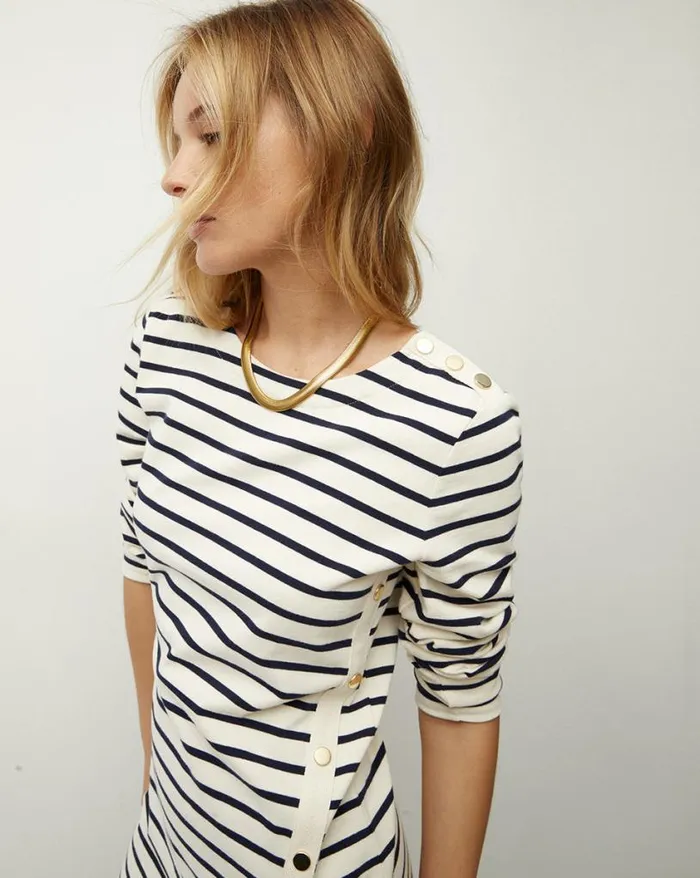 Dresses Shop Veronica Beard Ruta Striped Dress Marineoffwhite