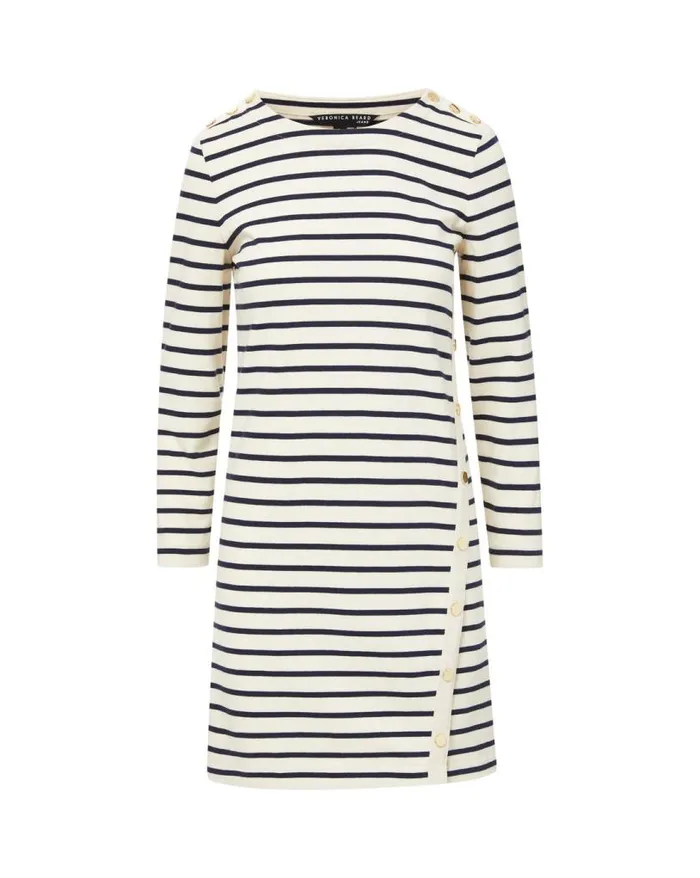 Dresses Shop Veronica Beard Ruta Striped Dress Marineoffwhite
