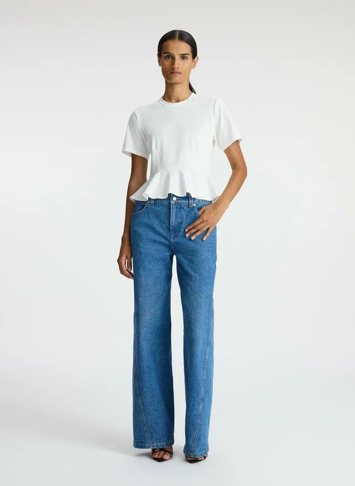 Dresses Women ALC Roxy Cotton Peplum Tee White