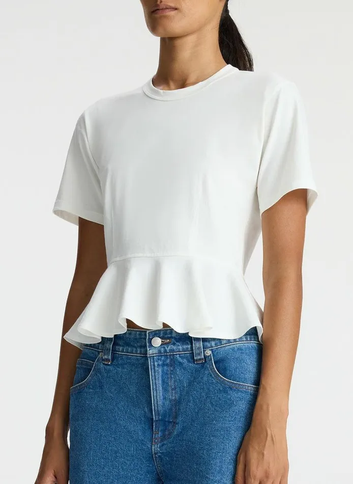 Dresses Women ALC Roxy Cotton Peplum Tee White Dresses Women ALC Roxy Cotton Peplum Tee White