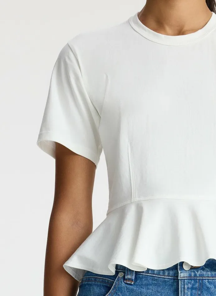 Dresses Women ALC Roxy Cotton Peplum Tee White Dresses Women ALC Roxy Cotton Peplum Tee White