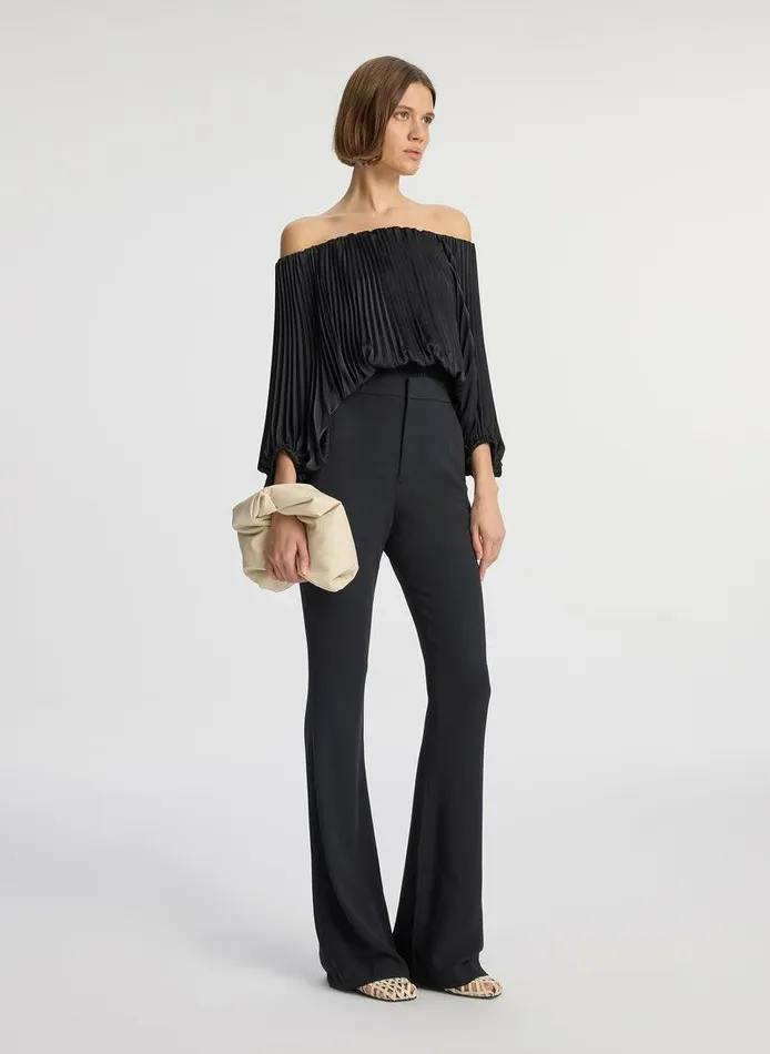 Dresses Women ALC Sienna Satin Pleated Off Shoulder Top Black