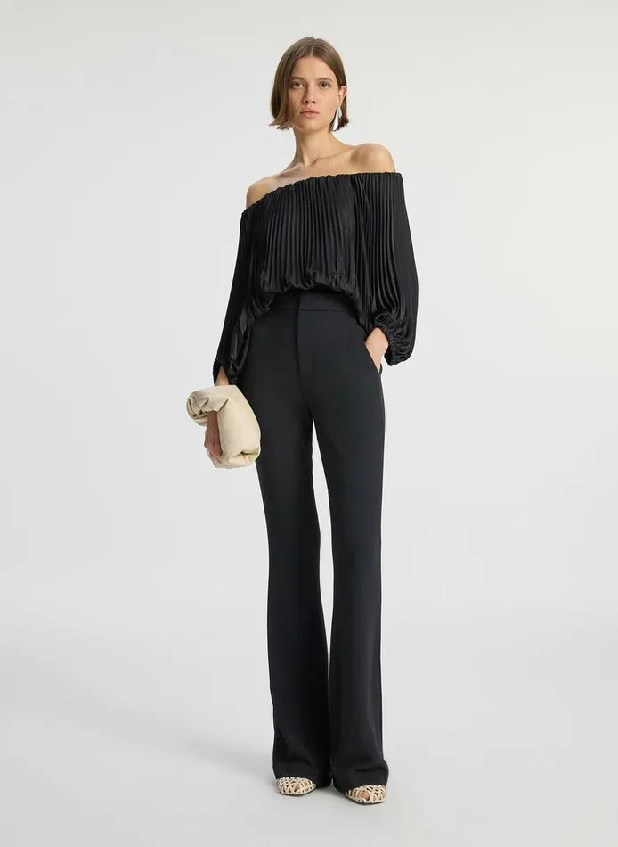 Dresses Women ALC Sienna Satin Pleated Off Shoulder Top Black