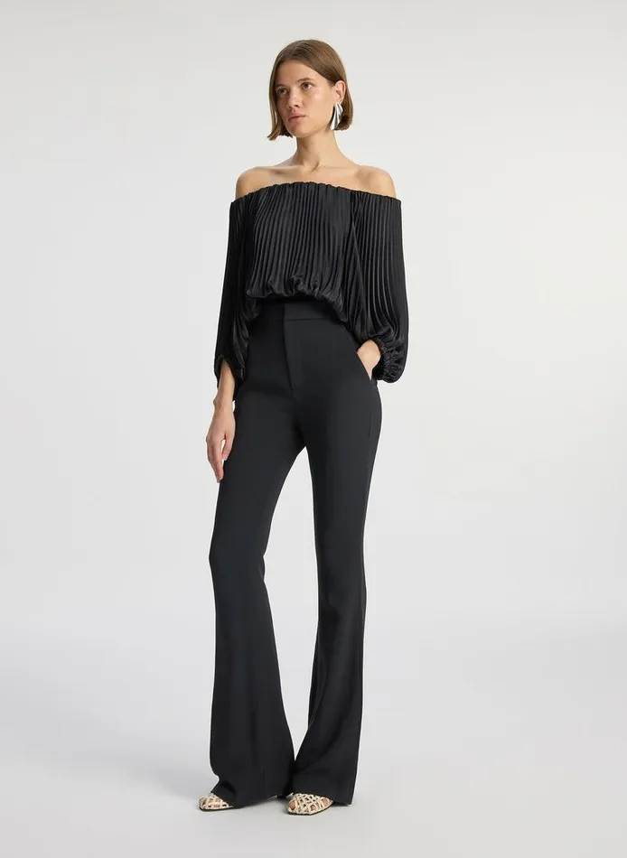 Dresses Women ALC Sienna Satin Pleated Off Shoulder Top Black