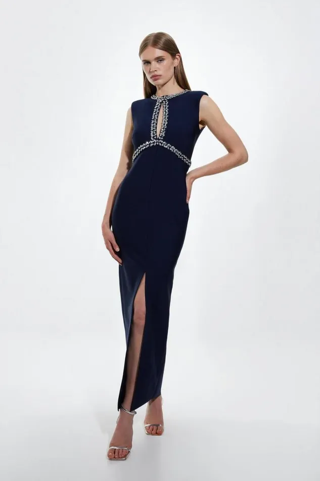 Dresses Women Karen Millen Bandage Figure Form Knit Keyhole Embellished Maxi Dress Navy Dresses Women Karen Millen Bandage Figure Form Knit Keyhole Embellished Maxi Dress Navy