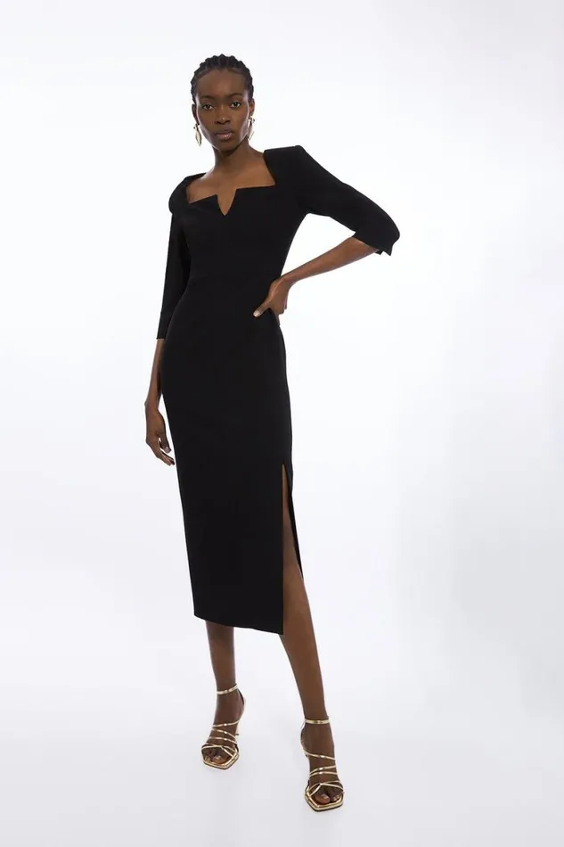 Dresses Women Karen Millen Clean Tailored Square Neck Midaxi Dress Black