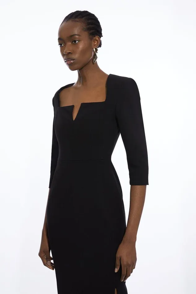 Dresses Women Karen Millen Clean Tailored Square Neck Midaxi Dress Black
