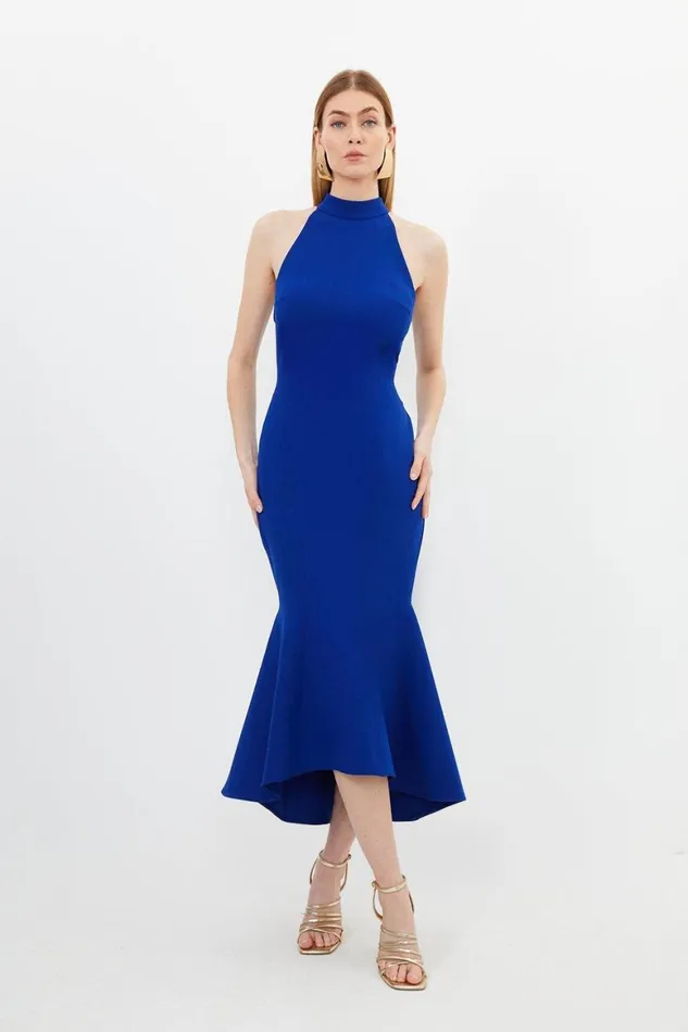 Dresses Women Karen Millen Compact Stretch Tailored High Low Midi Dress Cobalt Dresses Women Karen Millen Compact Stretch Tailored High Low Midi Dress Cobalt