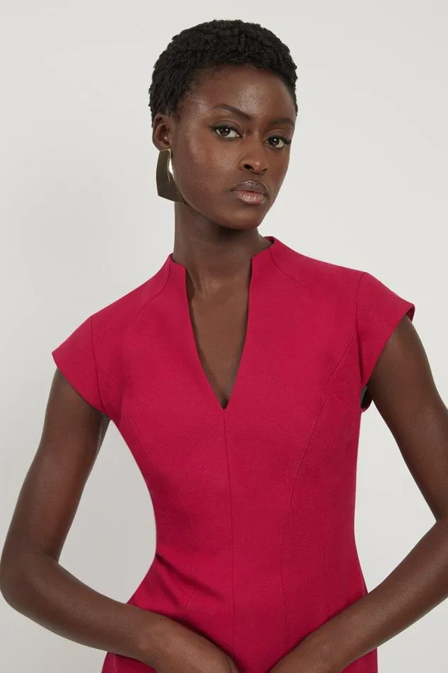 Dresses Women Karen Millen Contour Seamed Tailored Midi Dress Fuchsia