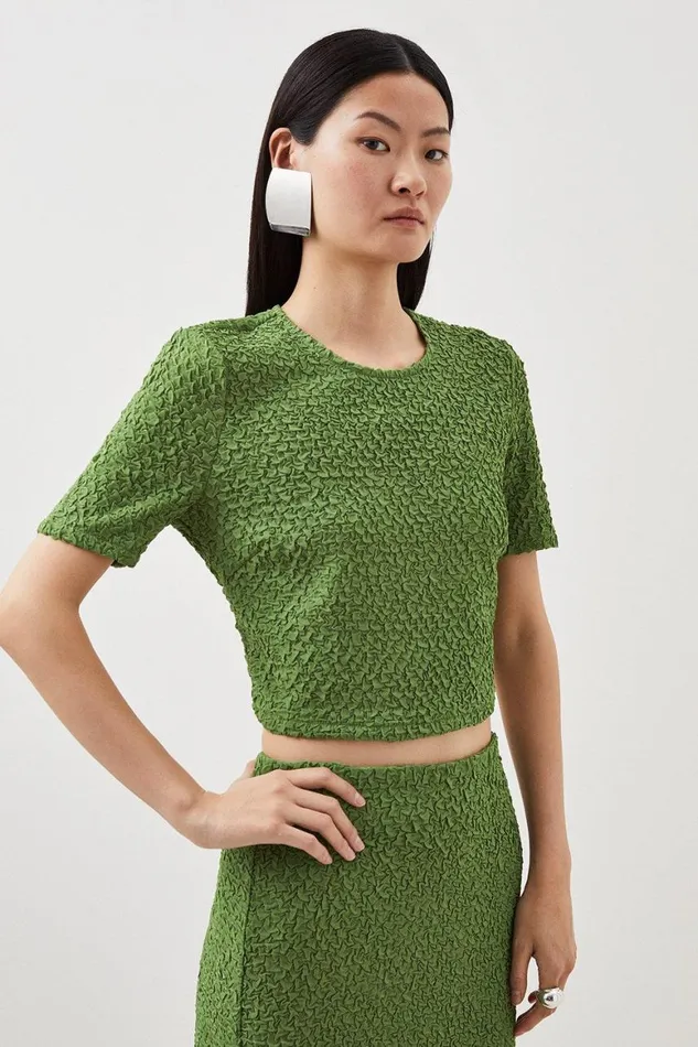 Dresses Women Karen Millen Crinkle Jersey Top And Skirt Set Green