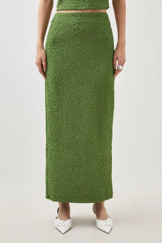 Dresses Women Karen Millen Crinkle Jersey Top And Skirt Set Green