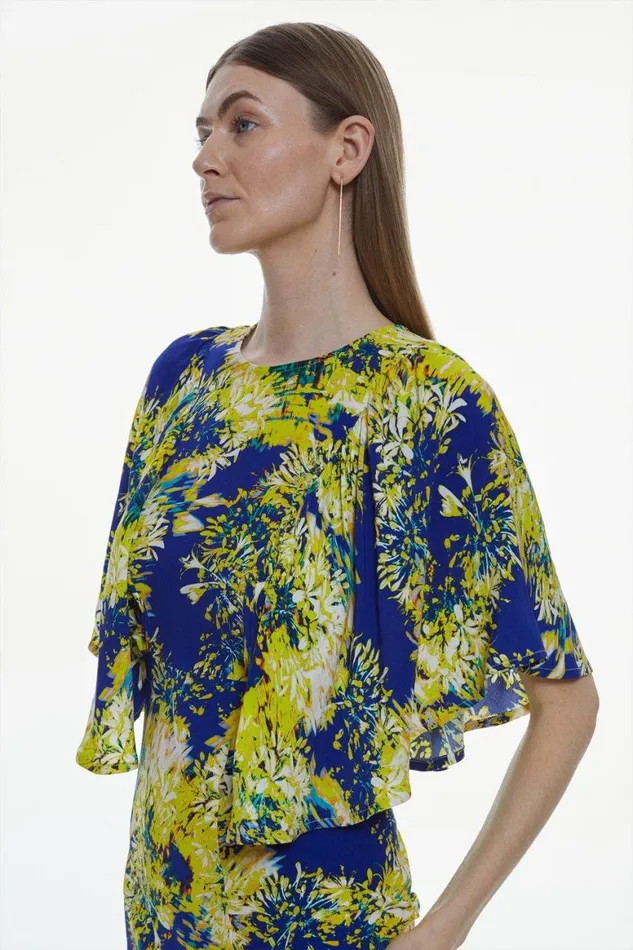 Dresses Women Karen Millen Exploded Floral Angel Sleeve Woven Maxi Dress Floral