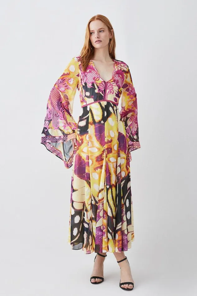Dresses Women Karen Millen Floral Embroidered Woven Midi Dress Multi