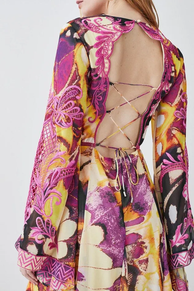 Dresses Women Karen Millen Floral Embroidered Woven Midi Dress Multi