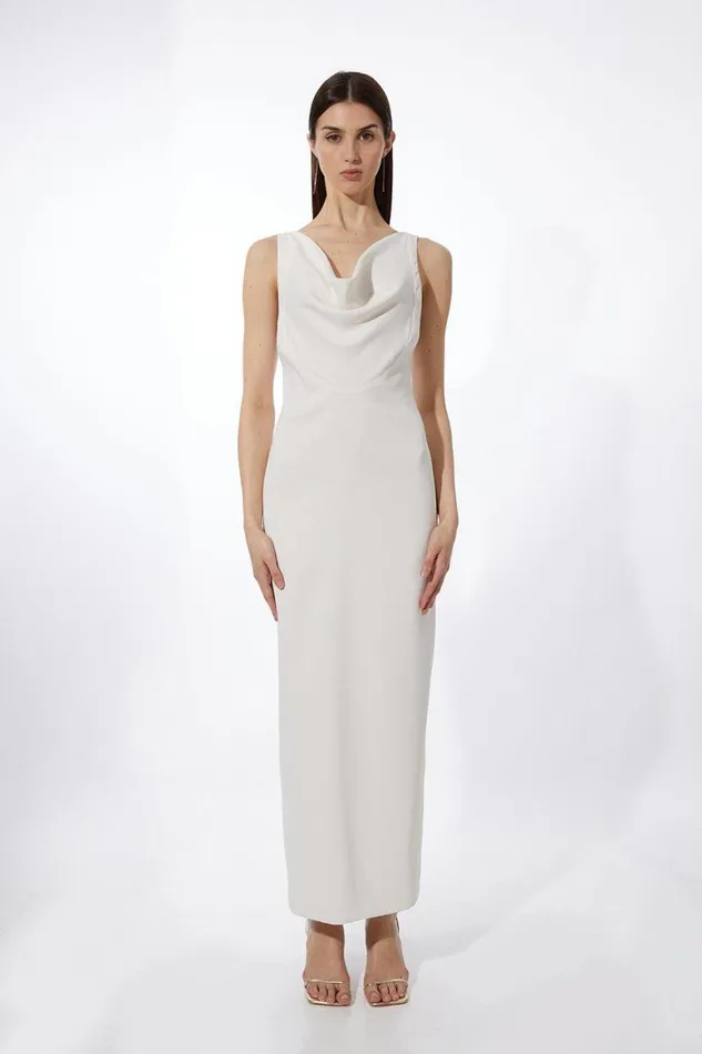 Dresses Women Karen Millen Fluid Tailored Cowl Neck Backless Maxi Dress Ivory