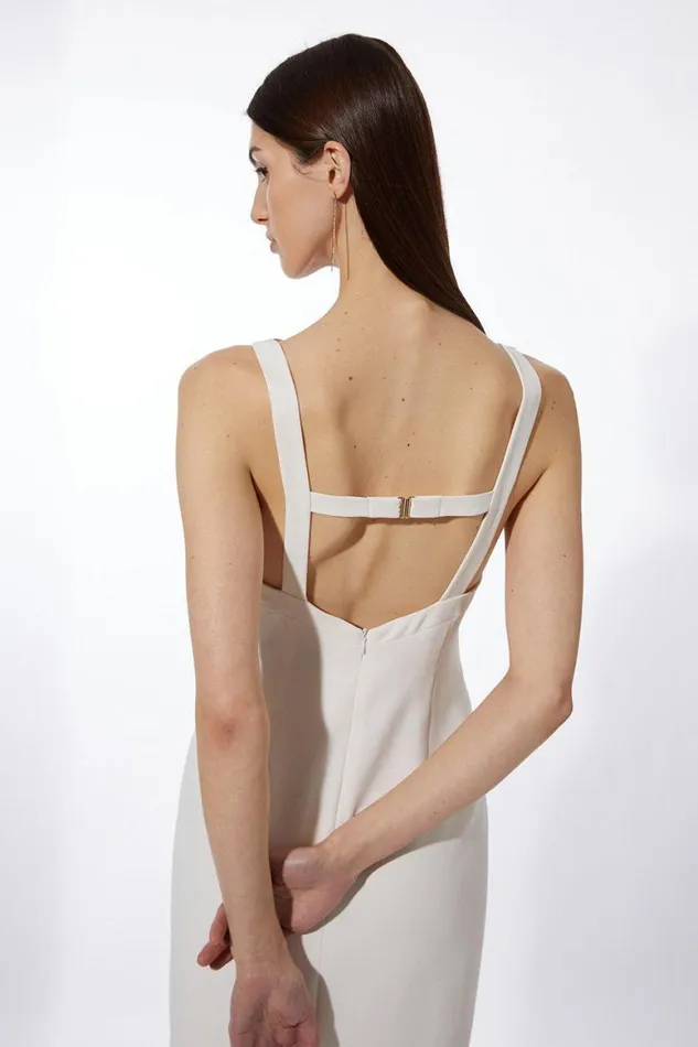 Dresses Women Karen Millen Fluid Tailored Cowl Neck Backless Maxi Dress Ivory