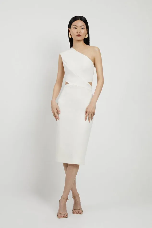 Dresses Women Karen Millen Italian Structured Stretch One Shoulder Cut Out Waist Midi Dress Ivory Dresses Women Karen Millen Italian Structured Stretch One Shoulder Cut Out Waist Midi Dress Ivory
