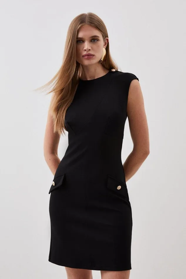 Dresses Women Karen Millen Jersey Ponte Structured Mini Dress Black