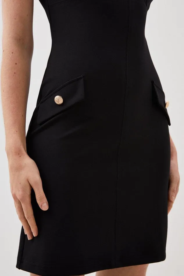 Dresses Women Karen Millen Jersey Ponte Structured Mini Dress Black