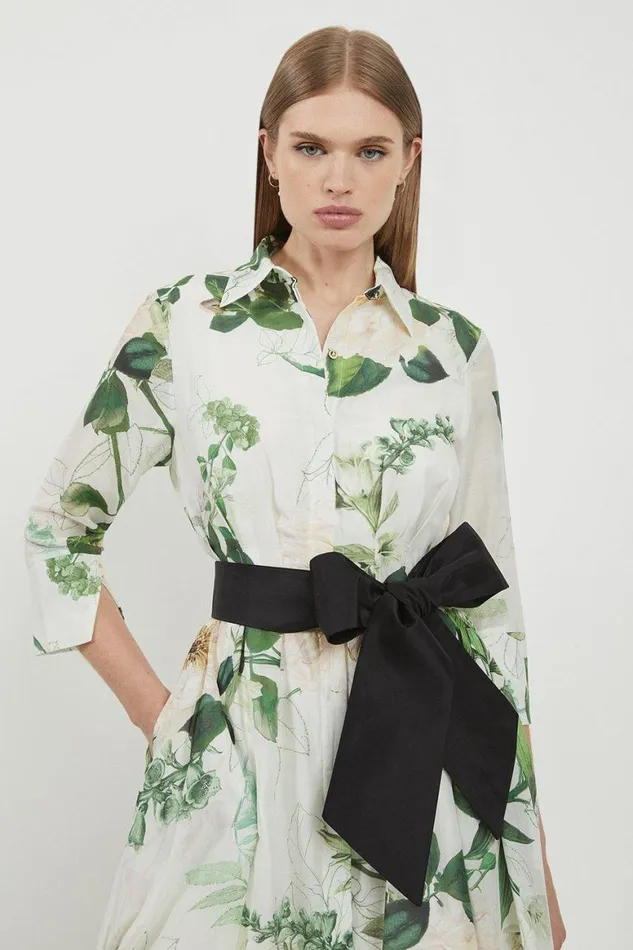 Dresses Women Karen Millen Lydia Millen Spring Floral Silk Cotton Woven Shirt Dress