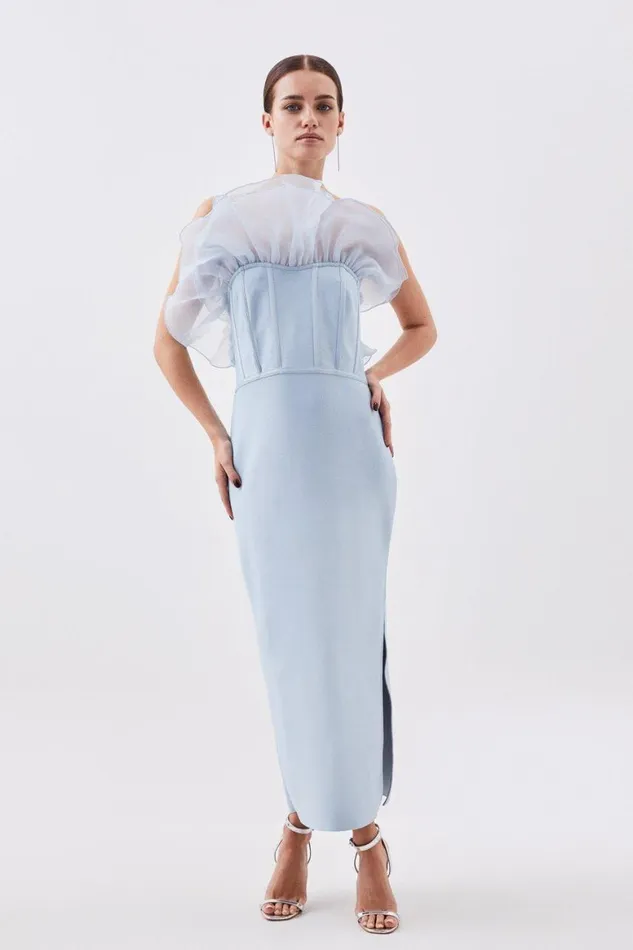 Dresses Women Karen Millen Petite Bandage Figure Form Knit Organza Frill Midaxi Dress Pale Blue Dresses Women Karen Millen Petite Bandage Figure Form Knit Organza Frill Midaxi Dress Pale Blue