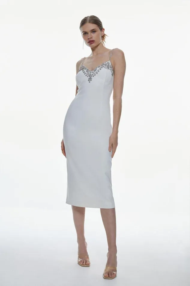 Dresses Women Karen Millen Petite Crystal Embellished Strappy Woven Midi Dress Dresses Women Karen Millen Petite Crystal Embellished Strappy Woven Midi Dress