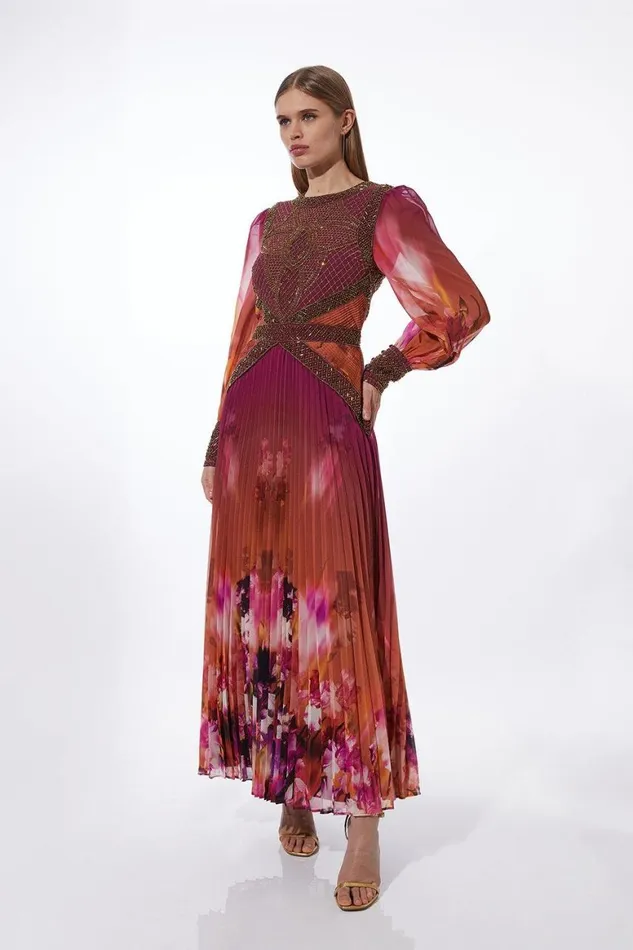 Dresses Women Karen Millen Petite Floral Embroidery Woven Midi Dress Floral