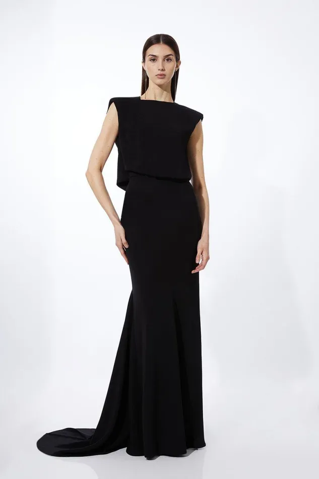 Dresses Women Karen Millen Petite Premium Bonded Crepe Drape Detail Maxi Dress Black Dresses Women Karen Millen Petite Premium Bonded Crepe Drape Detail Maxi Dress Black