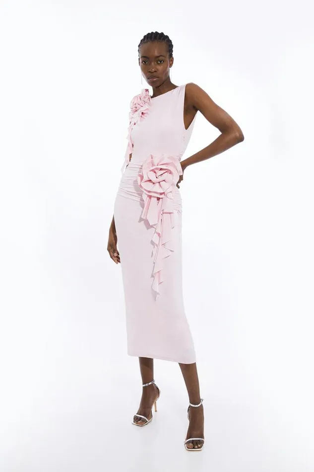 Dresses Women Karen Millen Petite Rose Print Drapey Crepe Jersey Maxi Dress Baby Pink Dresses Women Karen Millen Petite Rose Print Drapey Crepe Jersey Maxi Dress Baby Pink