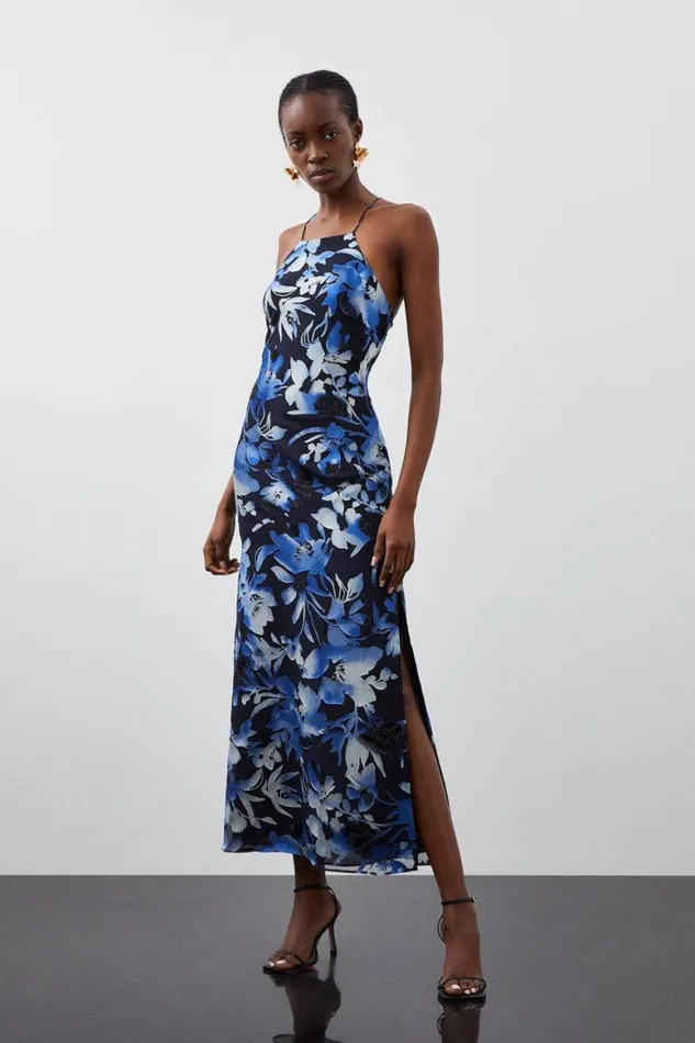 Dresses Women Karen Millen Petite Satin Floral Devore Woven Strappy Maxi Dress Navy Dresses Women Karen Millen Petite Satin Floral Devore Woven Strappy Maxi Dress Navy