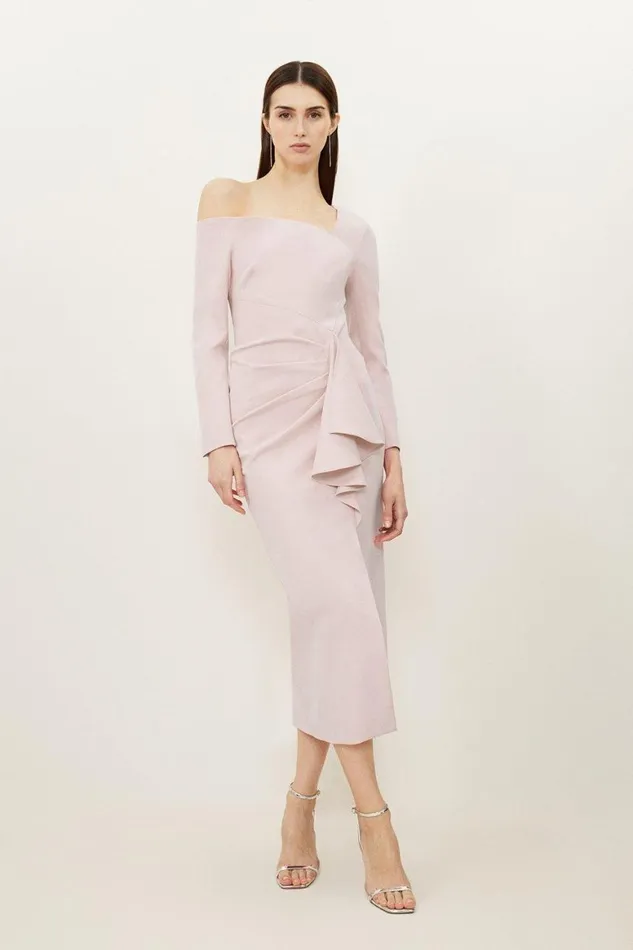 Dresses Women Karen Millen Petite Stretch Crepe Asymmetric Neckline Draped Maxi Dress Pale Pink Dresses Women Karen Millen Petite Stretch Crepe Asymmetric Neckline Draped Maxi Dress Pale Pink