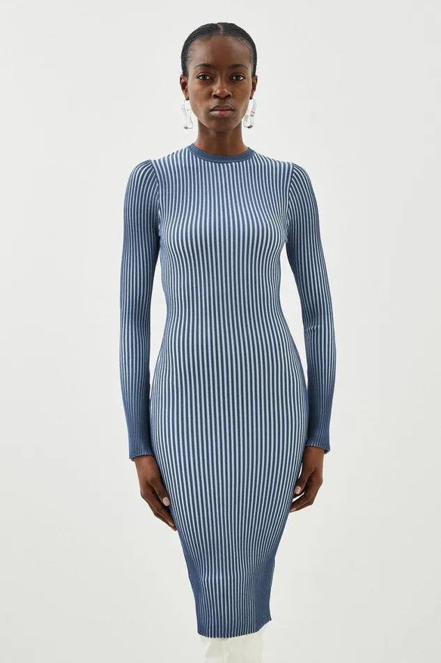Dresses Women Karen Millen Premium Drape Contrast Stitch Knit Pencil Dress Pale Blue Dresses Women Karen Millen Premium Drape Contrast Stitch Knit Pencil Dress Pale Blue