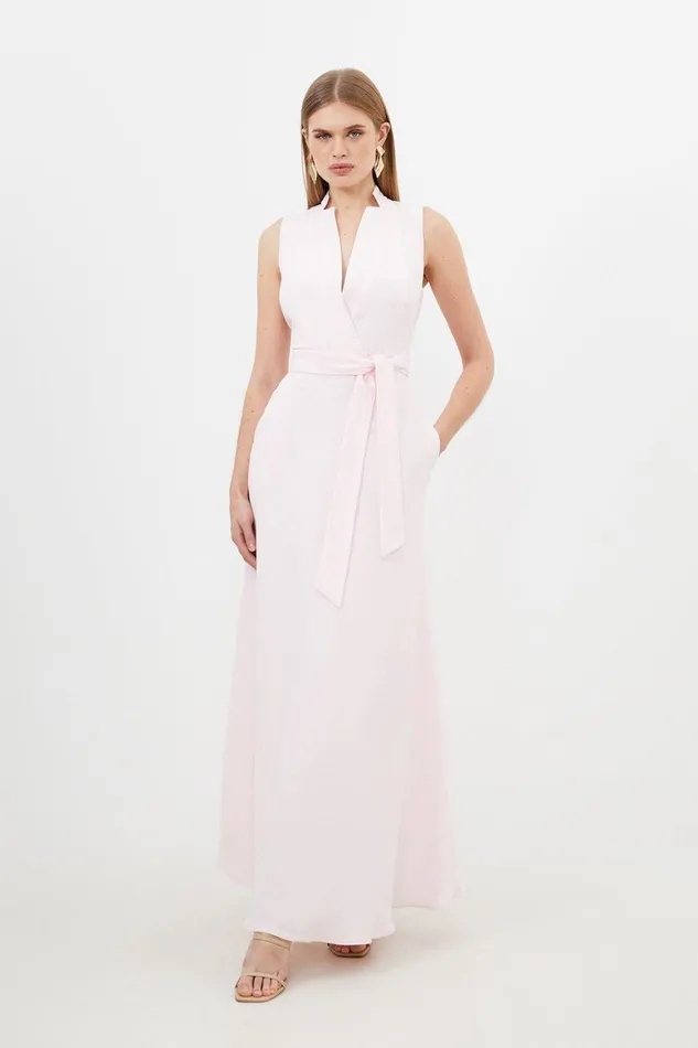 Dresses Women Karen Millen Premium Tailored Linen Notch Neck Belted Midaxi Dress Blush Dresses Women Karen Millen Premium Tailored Linen Notch Neck Belted Midaxi Dress Blush