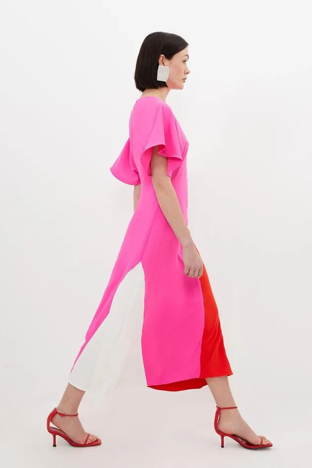 Dresses Women Karen Millen Soft Tailored Colour Block Panel Full Skirted Midi Dress Red Dresses Women Karen Millen Soft Tailored Colour Block Panel Full Skirted Midi Dress Red