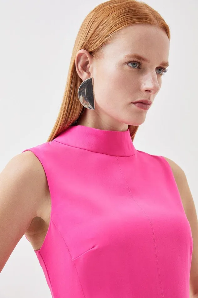 Dresses Women Karen Millen Soft Tailored High Low Midi Dress Pink